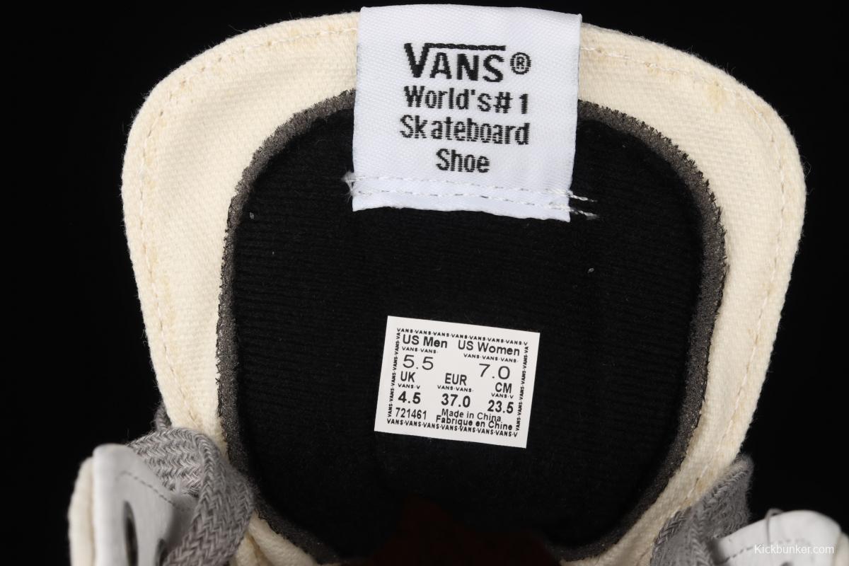 Vans Sk8-Hi Authentic rice white rubber backing cork cushion canvas high upper board shoes VN0A4RWY20F