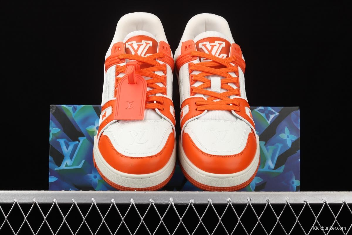 Authentic LV 2021ss early spring fashion catwalk sneakers 400N ORANGE White