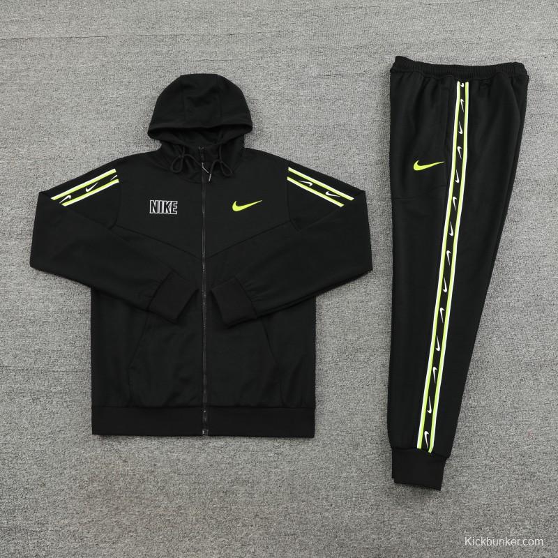 23/24 NIKE Black/Green Full Zipper Hooide Jacket+Pants