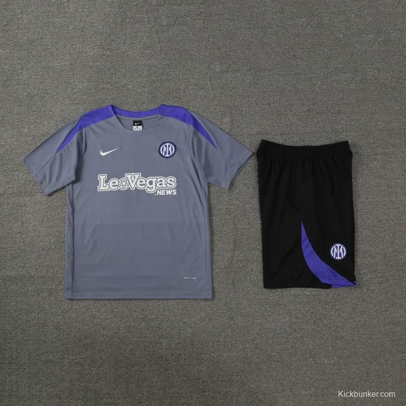 24/25 Inter Milan Grey Short Sleeve Jeresy+Shorts