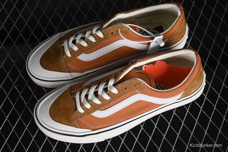 Vans Old Skool Reissue 136 High-End Series Round Toe Orange Canvas Vulcanized Shoes - VN000MT6BKQ