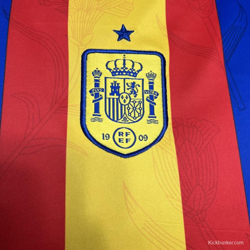 2024 Spain Euro Blue/Red/Yellow Pre-match Training Jersey