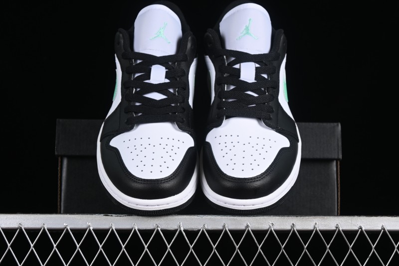 Nike Air Jordan 1 Low Retro Basketball Shoes in Mint Green and Black - 553558-131