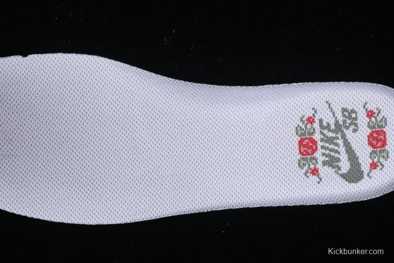 Nike SB Dunk Low Retro Sneakers with Floral Embossed Design and Tiffany Blue Accents - FZ3129-200