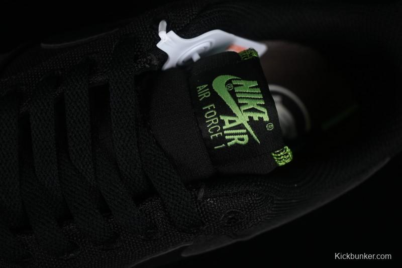 Nike Air Force 1 '07 Low Black Green Canvas Casual Sneakers - FJ4160-001