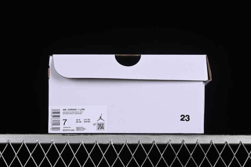 Nike Air Jordan 1 Low AJ1 Black Grey Blue Swoosh Low-Top Lifestyle Basketball Shoes - DC0774-040