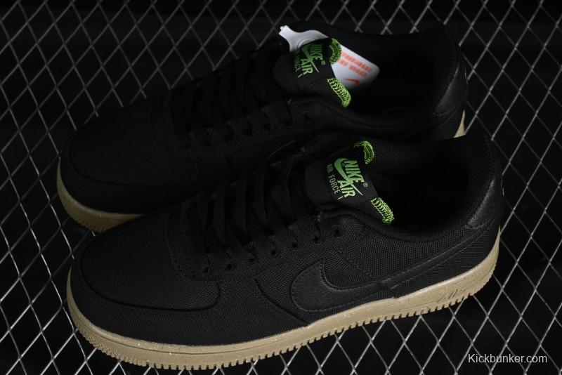 Nike Air Force 1 '07 Low Black Green Canvas Casual Sneakers - FJ4160-001