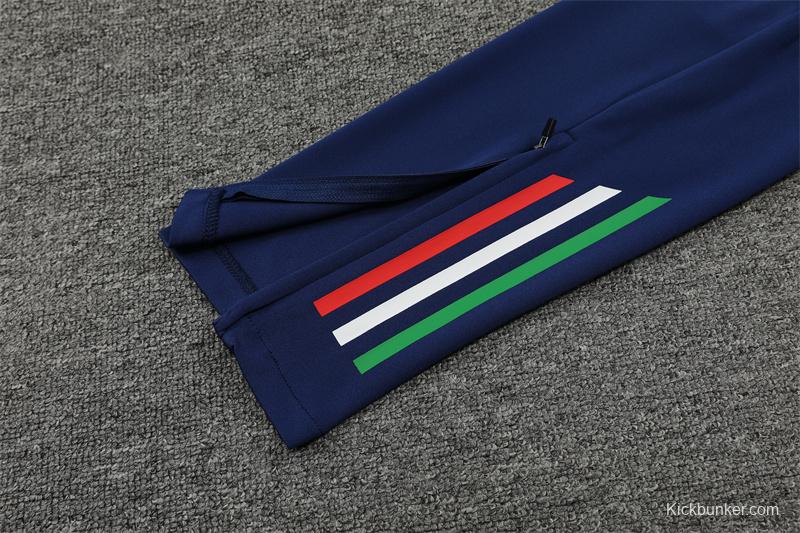 2024 Italy Navy Half Zipper Jacket+Long Pants