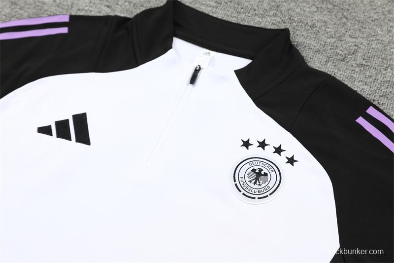 2024 Germany Black/White Half Zipper Jacket+Long Pants