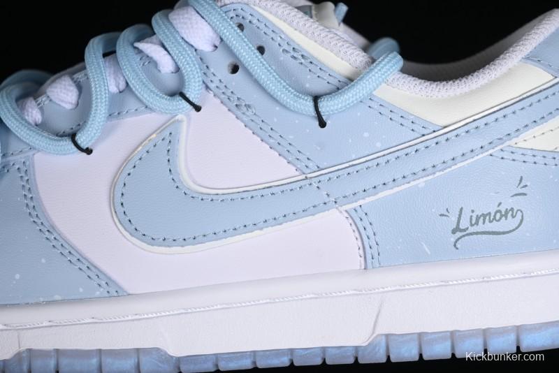 Nike Dunk Low SB Casual Sneakers in Light Blue with Sea Salt Lime Accents - FJ7743-194