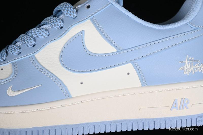 Nike Air Force 1 '07 Low Stussy Collaboration - Sky Blue Low-Top Casual Sneakers - BB9599-201