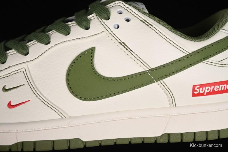 Nike SB Dunk Low Supreme Collaboration - Military Green Double Swoosh Anniversary Custom Low-Top Casual Sneakers - XX2025-319