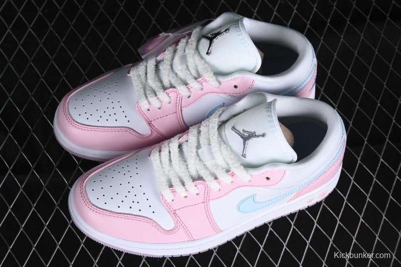 Nike Air Jordan 1 Low "White/Pink Foam/Glacier Blue" Casual Sneakers - HM3706-141