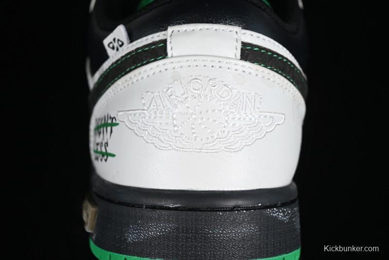 Nike Air Jordan 1 Low Retro Basketball Shoes with Panda Mischief Pioneer Rider Design - 553558-065
