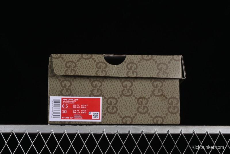 Nike SB Dunk Low Gucci Collaboration - Double G Grey Green Swoosh Anniversary Custom Low-Top Casual Skate Shoes - SF1588-134