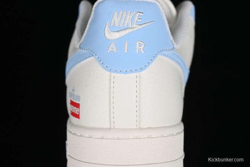 Nike Air Force 1 '07 Low Supreme Stone Island Collaboration - Sky Blue Casual Sneakers - BB9599-205