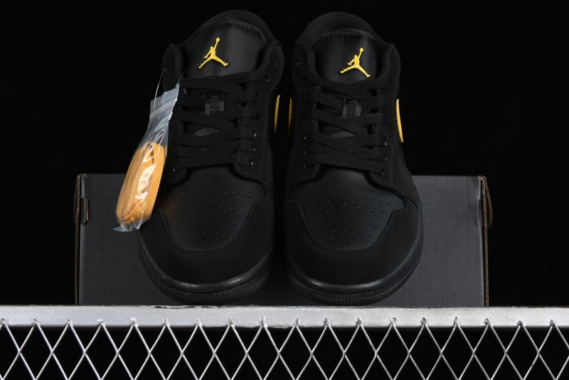 Nike Air Jordan 1 Low AJ1 Black Gold Hook Casual Sneakers - 553558-071
