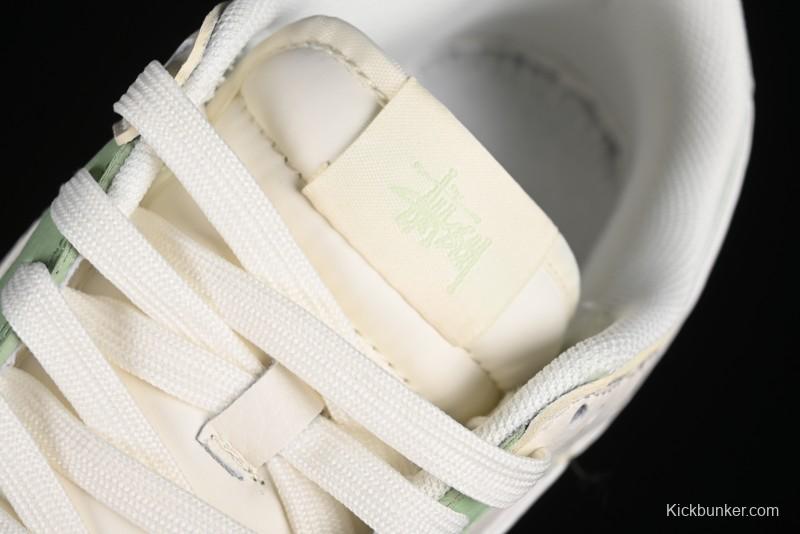 Nike SB Dunk Low Stussy Collaboration - Cream Apple Green Anniversary Custom Low-Top Casual Skate Shoes - XY1688-006