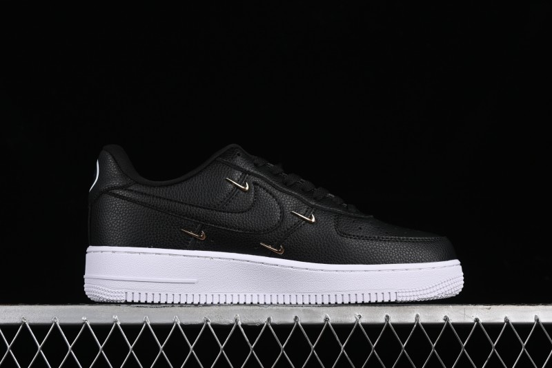 Nike Air Force 1 '07 Low Black Gold Swoosh Casual Sneakers - CT1990-001