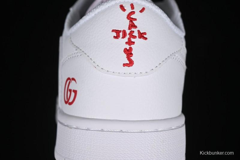 Nike Travis Scott x Fragment Design x Air Jordan 1 Low OG SP AJ1 Gucci Collaboration - White Low-Top Casual Sneakers LJ5188-014
