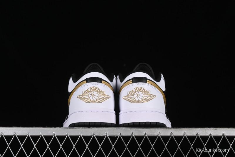 Nike Air Jordan 1 Low AJ1 Black White Gold Hook Basketball Shoes - 553558-172