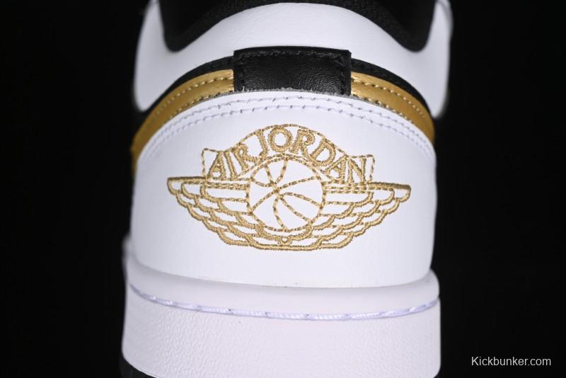Nike Air Jordan 1 Low AJ1 Black White Gold Hook Basketball Shoes - 553558-172