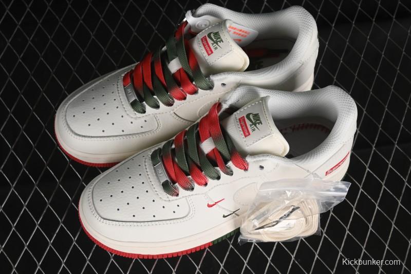 Nike Air Force 1 '07 Low Supreme Casual Sneakers in Beige Red Green - XZ6188-009