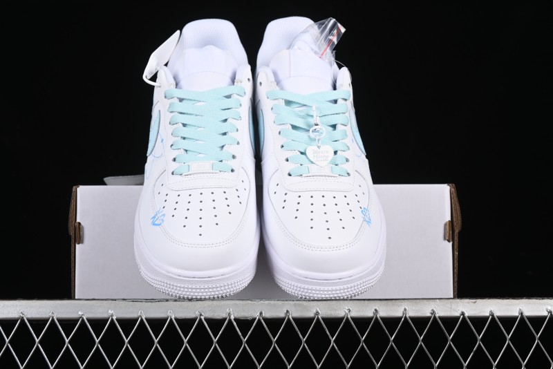 Nike Air Force 1 '07 Low Anime LOVE Series White Blue Spray Paint Casual Sneakers - CW2288-111