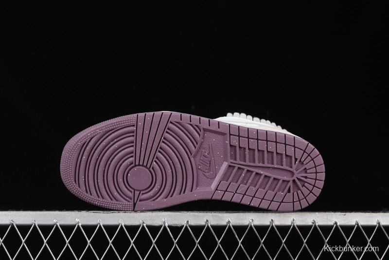 Nike Air Jordan 1 Low Retro Casual Sneakers with Smooth Leather and Suede - FQ8094-100