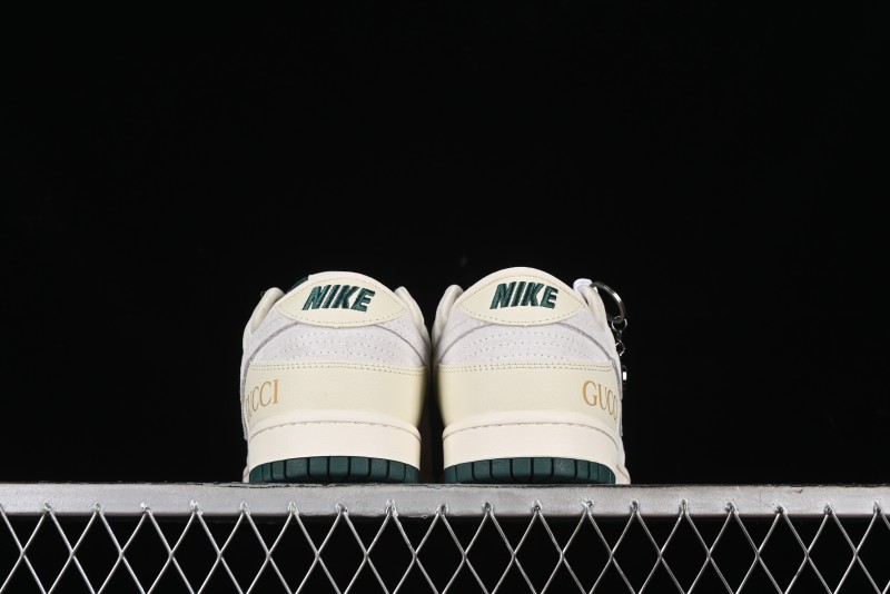 Nike SB Dunk Low Gucci Collaboration - Beige with Yellow Swoosh Anniversary High-End Custom Low-Top Casual Sneakers - DQ1098-390