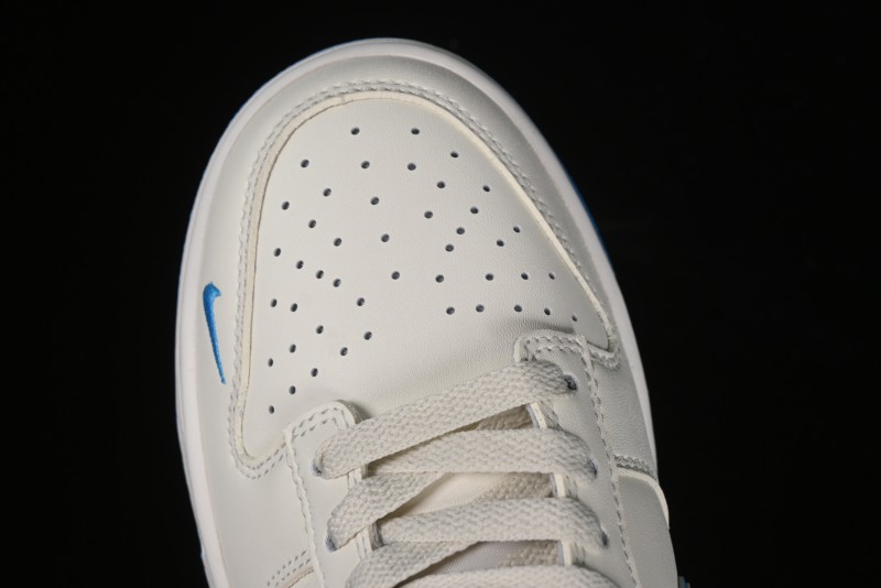 Nike SB Dunk Low Supreme Collaboration - Cream White with Sky Blue Swoosh Anniversary Customized Low-Top Casual Skate Shoes - DJ2024-012
