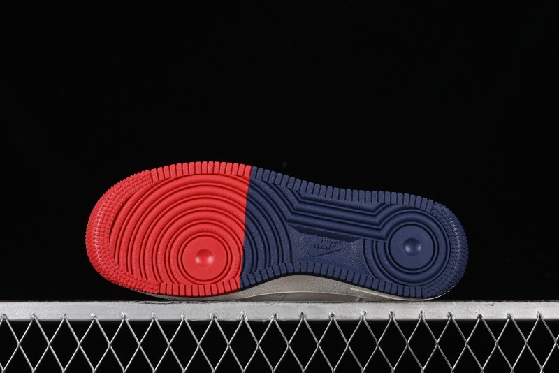 Nike Air Force 1 '07 Low Supreme Collaboration - Beige Red Blue Double Swoosh Casual Sneakers - XZ6188-008
