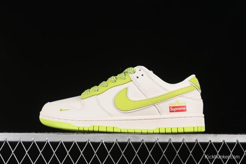 Nike SB Dunk Low Supreme Stone Island Collaboration - Fluorescent Beige Anniversary High-End Custom Low-Top Casual Skate Shoes - BB9866-005