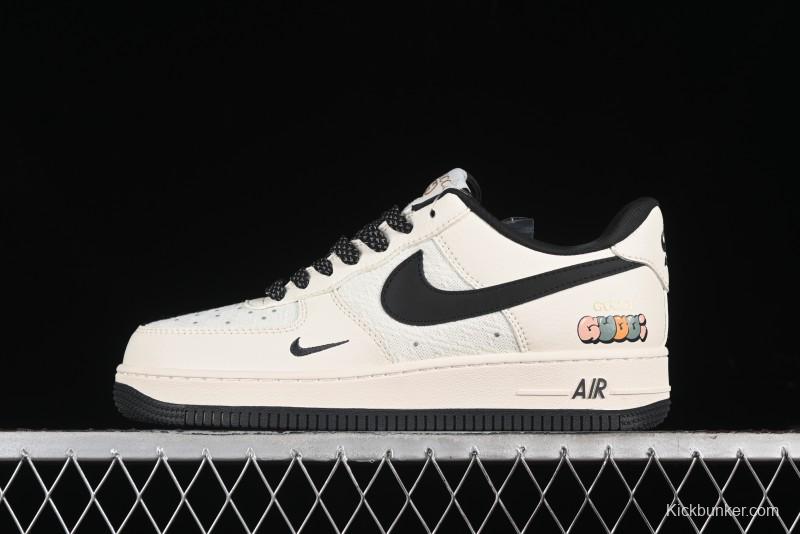 Nike Air Force 1 '07 Low Gucci Collaboration - Dark Blue Linen Casual Sneakers - XZ3398-888