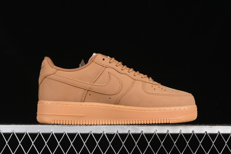 Nike Supreme x Air Force 1 Low Casual Sneakers in Wheat Suede with Full-Length Air Cushion - DN1555-200