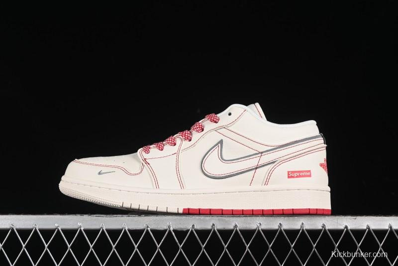 Nike Air Jordan 1 Low AJ1 Supreme Collaboration - Red Rabbit Retro Basketball Shoes - SJ9950-025