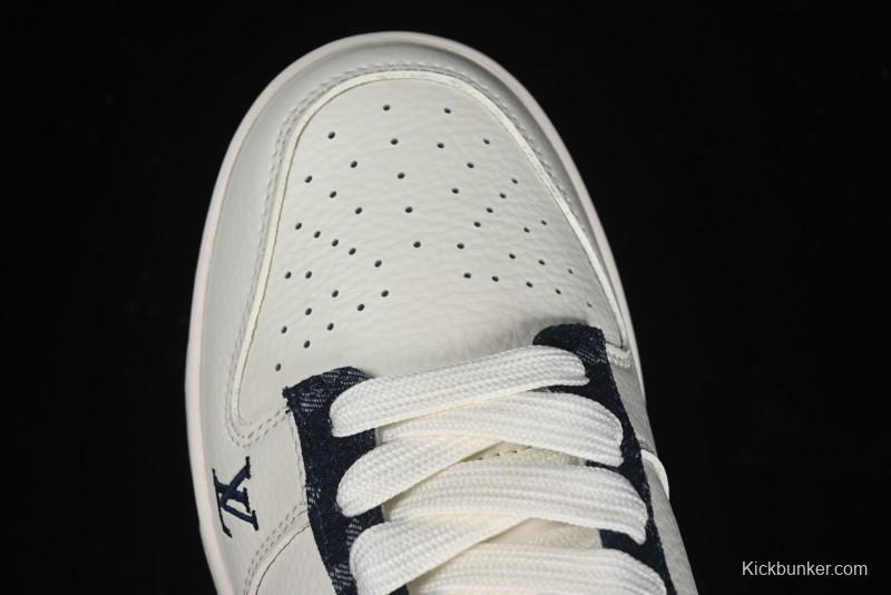 Nike SB Dunk Low LV Collaboration - Denim Print Swoosh Anniversary High-End Custom Low-Top Casual Skate Shoes - XB3802-360