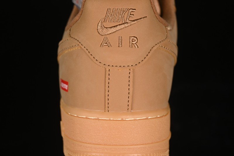 Nike Supreme x Air Force 1 Low Casual Sneakers in Wheat Suede with Full-Length Air Cushion - DN1555-200
