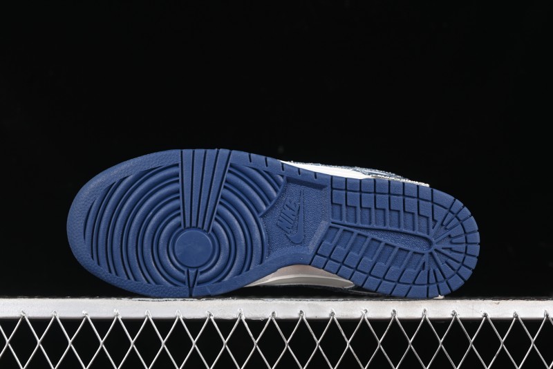 Nike SB Dunk Low LV Collaboration - Dark Blue Denim White Blue Swoosh Anniversary High-End Custom Low-Top Casual Sneakers - DJ2024-008