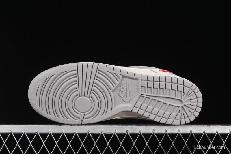 Nike SB Dunk Low Supreme The North Face Collaboration - Light Gray Reflective Swoosh Anniversary Custom Edition Low-Top Casual Skate Shoes - XX2025-628