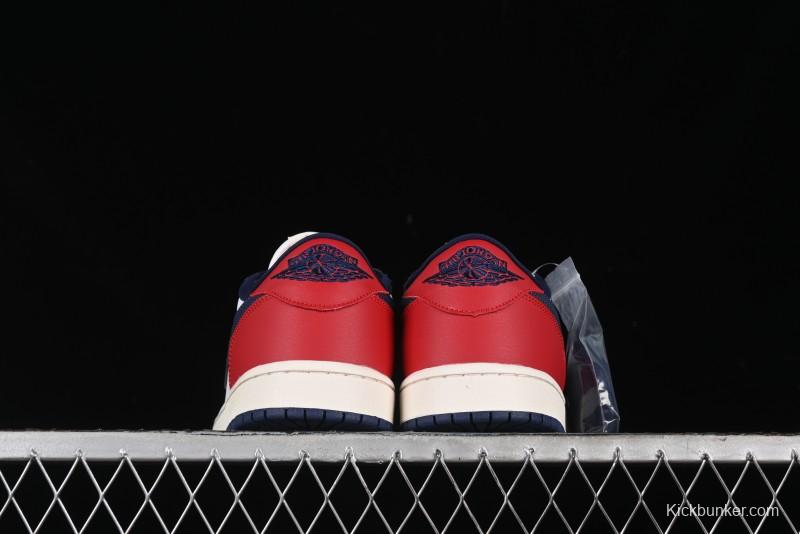 Nike Air Jordan 1 Low OG "Howard University" Casual Sneakers with Blue Toe and Red Heel - HQ2993-100
