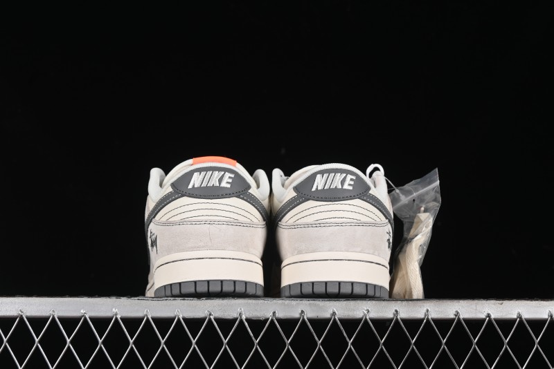 Nike SB Dunk Low Stussy Collaboration Patch Grey White Dark Grey Swoosh Anniversary Custom Low-Top Casual Skate Shoes - MM1089-024