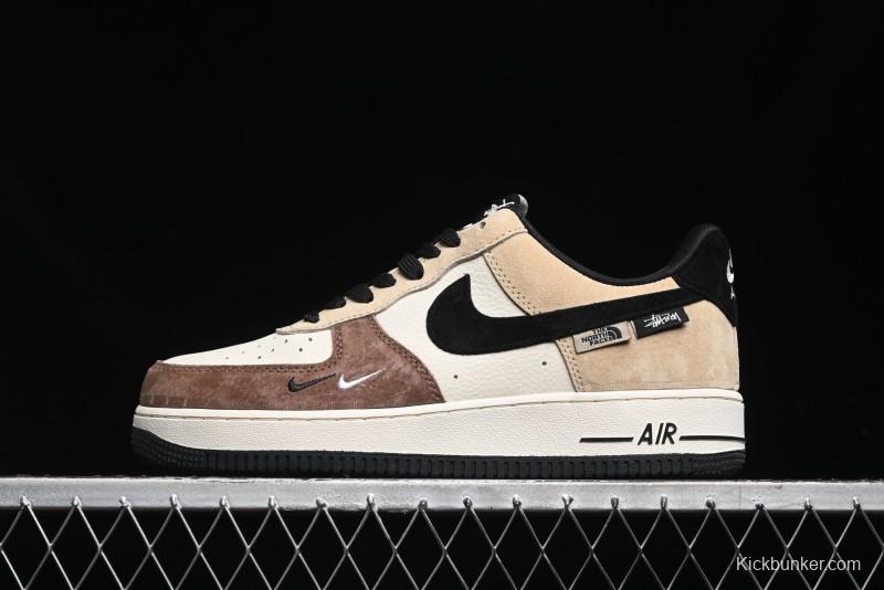 Nike Air Force 1 '07 Low The North Face x Stussy Collaboration - Black Brown Coffee Casual Sneakers - KK1988-018