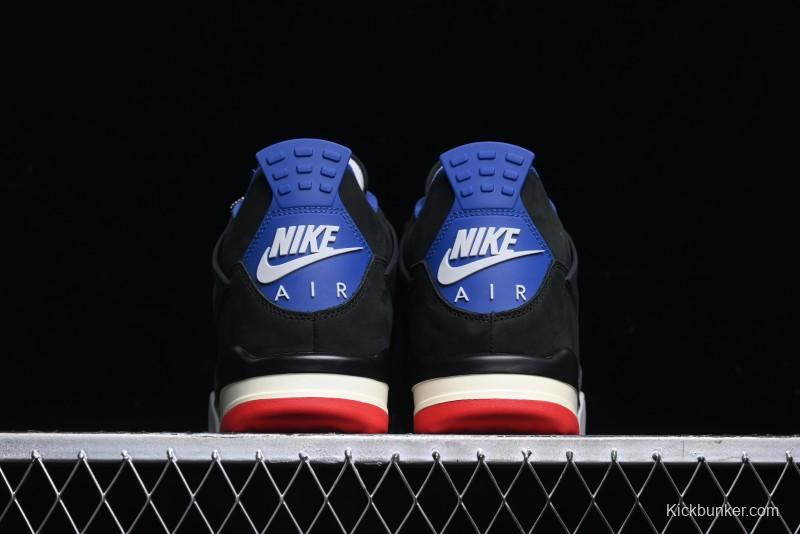 Nike Air Jordan 4 Retro Basketball Shoes with Black-Grey-Blue Color Blocking - FV5029-003