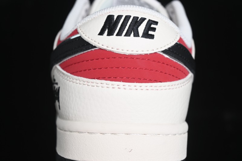 Nike SB Dunk Low Stussy Collaboration - Beige Black Swoosh Silver Edge Anniversary High-End Custom Low-Top Casual Sneakers - XX3168-306
