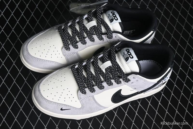 Nike SB Dunk Low The North Face Collaboration - Grey Black Double Swoosh Anniversary Custom Low-Top Casual Skate Shoes - XX3168-108
