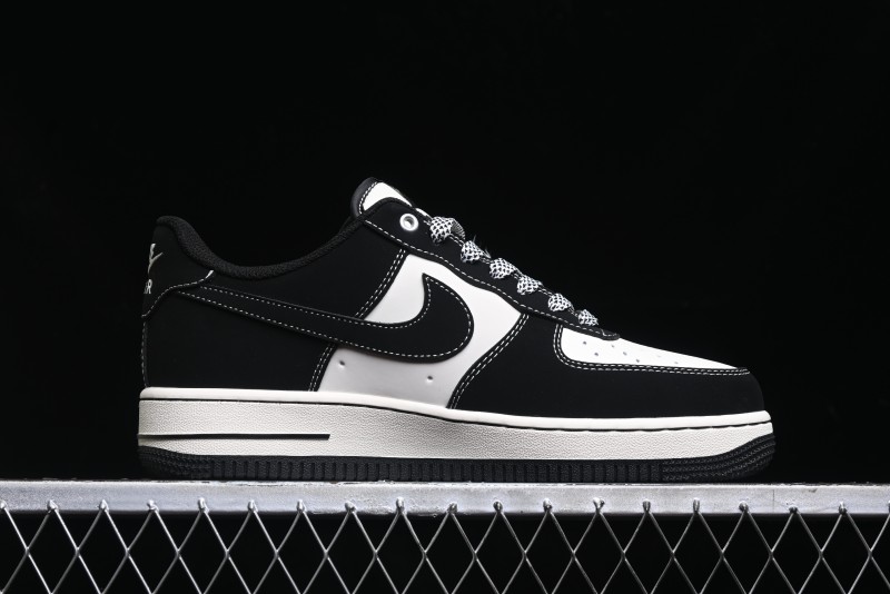 Nike Air Force 1 '07 Low Stussy Collaboration - Black White Double Swoosh Red Tag Low-Top Casual Sneakers - SJ6698-012