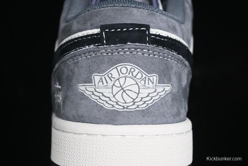 Nike Air Jordan 1 Low Stussy Collaboration Pig Grey Black Swoosh Custom Retro Basketball Shoes - SJ9950-029
