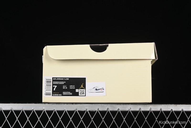 Nike Air Jordan 1 Low Supreme Collaboration - Dual-Tone Black Swoosh Custom Retro Basketball Shoes - SJ9950-043