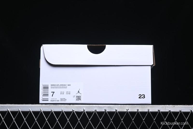 Nike Air Jordan 1 Mid AJ1 Basketball Shoes in Khaki Pink - BQ6472-620